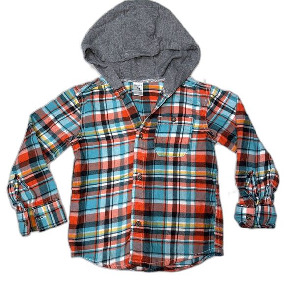carters Other - Carter's Toddler Boys' Plaid Hooded Flannel Shirt